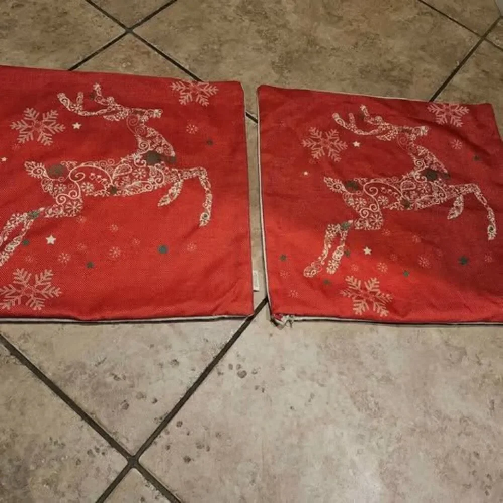 Christmas Throw Pillow Covers Set of 2 Reindeer 17